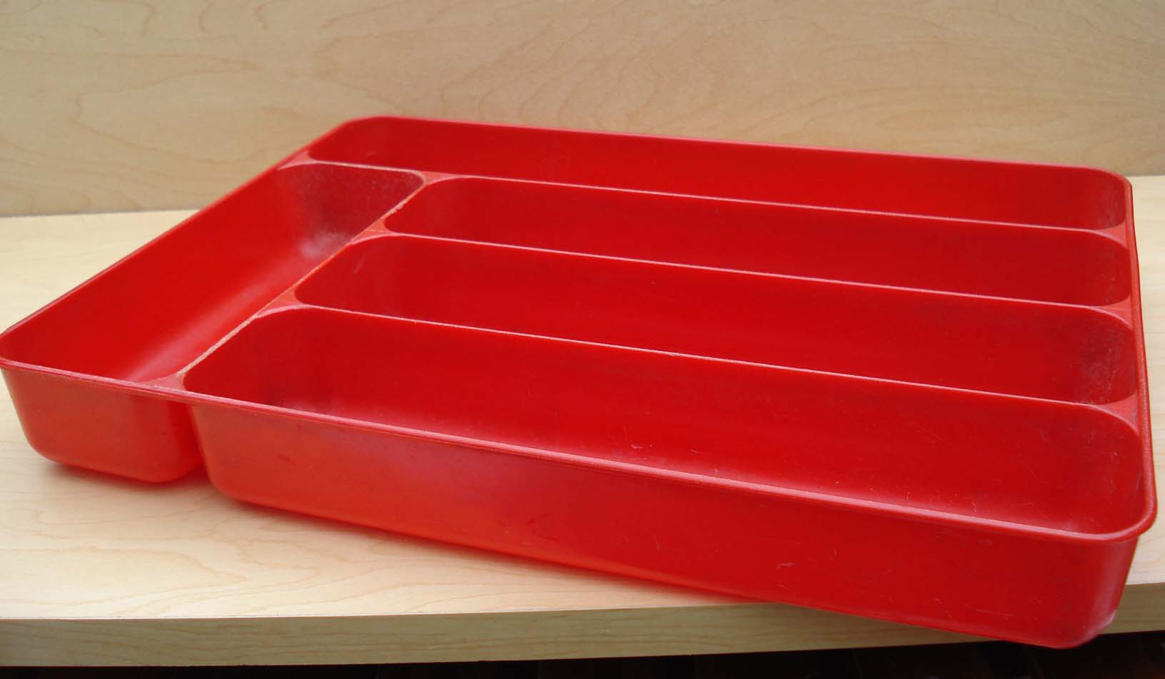 Lustroware 60's vintage red Silverware Tray